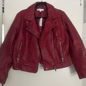 New York & Company Red Studded Leather Jacket